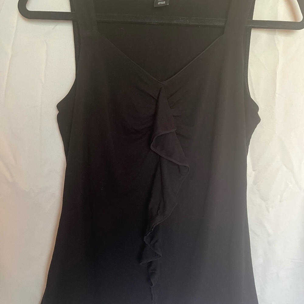 White House Black Market Black Ruffle Tank Top